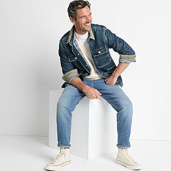 Lands' End Men's Blanket Lined Denim Jacket With Corduroy